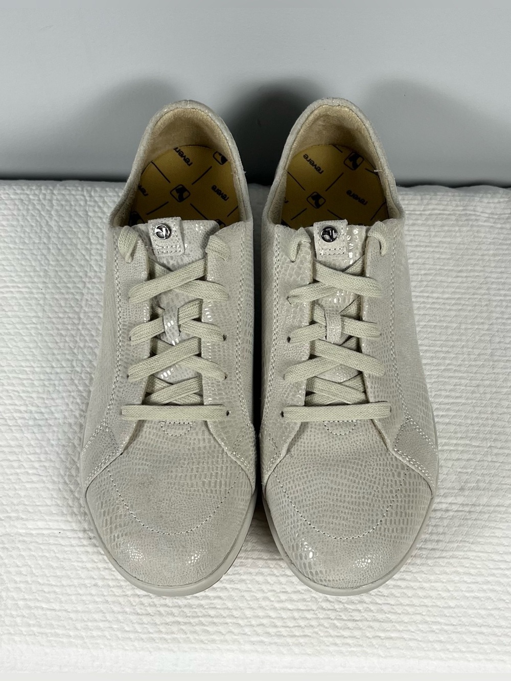 Revere Athens Women's Sneakers in the Oyster Lizard textured leather Size 10W